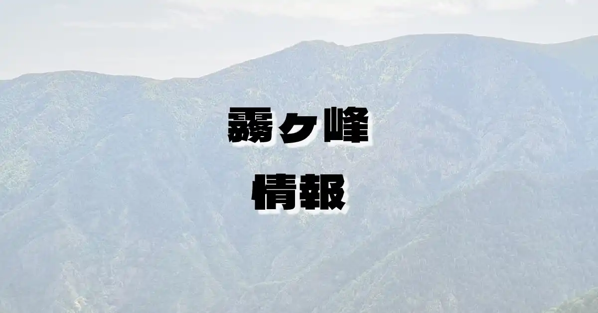 【霧ヶ峰】きりがみね（筑摩山地・長野県）の詳細情報